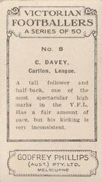 1933 Godfrey Phillips Victorian Footballers (A Series of 50) #8 Charlie Davey Back
